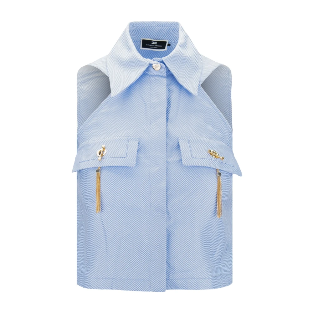 Elisabetta Franchi Damesknoopshirt Drukknop Blue Dames