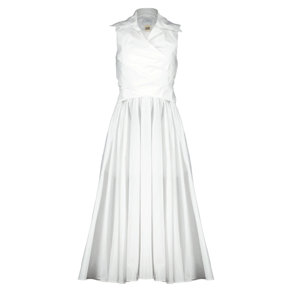 Patou Women's White Draped Midi Dress - Midi Dresses - M - Dresses