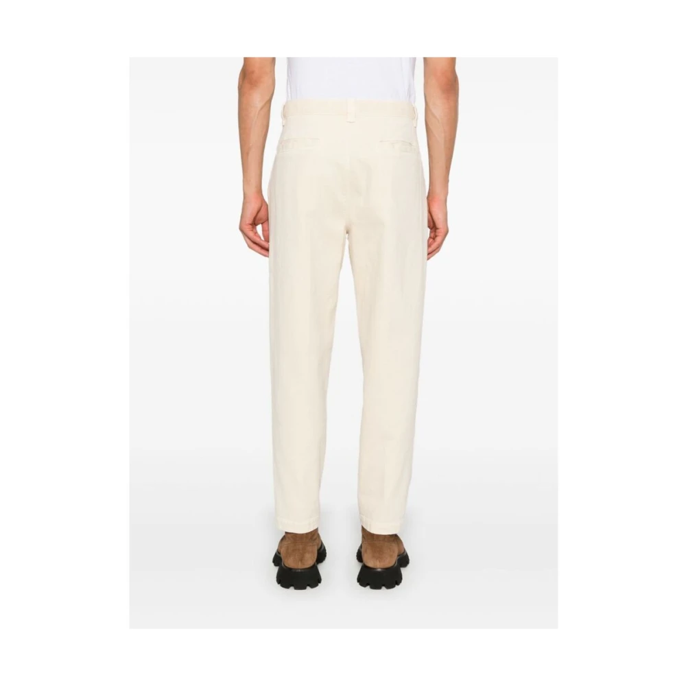 Incotex Beige Canvas Logo Geborduurde Broek Beige Heren
