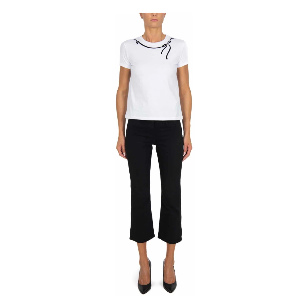 Elisabetta Franchi Zwarte Flare Cropped Denim Jeans Black Dames