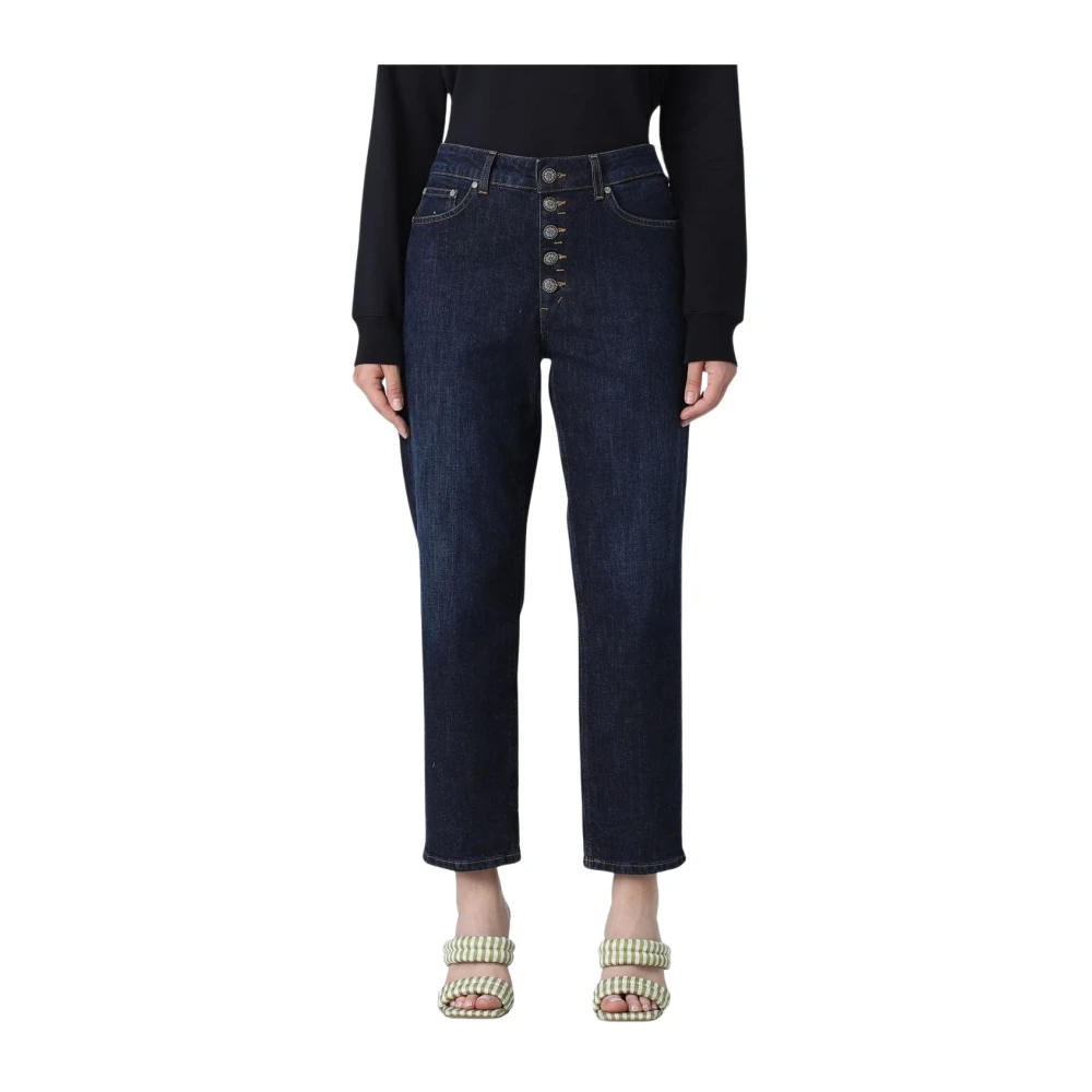 Dondup Vrouw Blauw Jeans Dames, W29, Katoen, Straight Leg Jeans Met Knoopsluiting