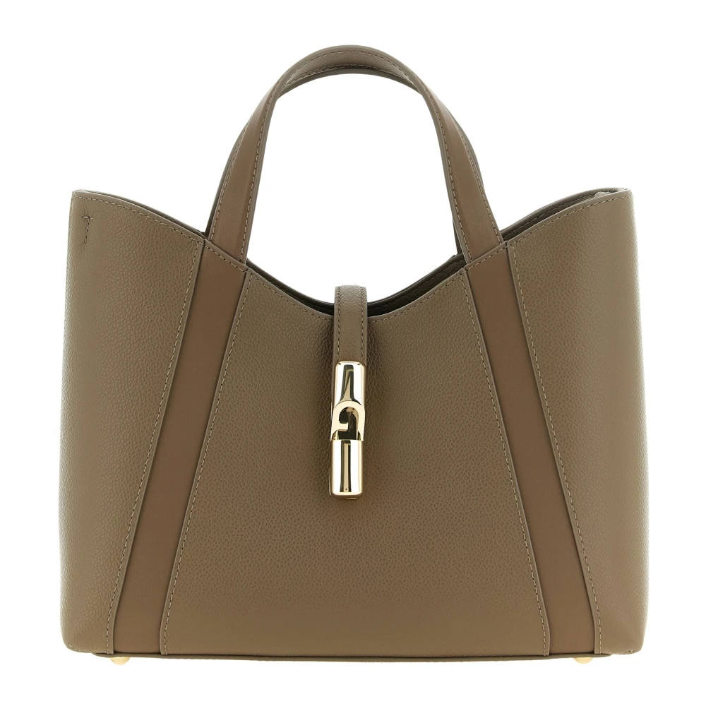 Furla Vrouw Grijs Tassen Dames, One Size, Leer, Goccia S Tote