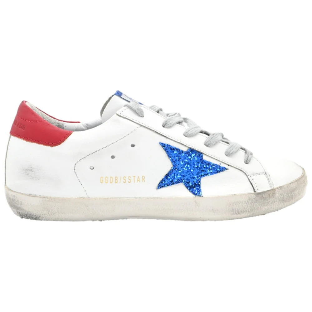 Golden Goose Vit Blå Stjärna Glitter Sneakers White, Dam