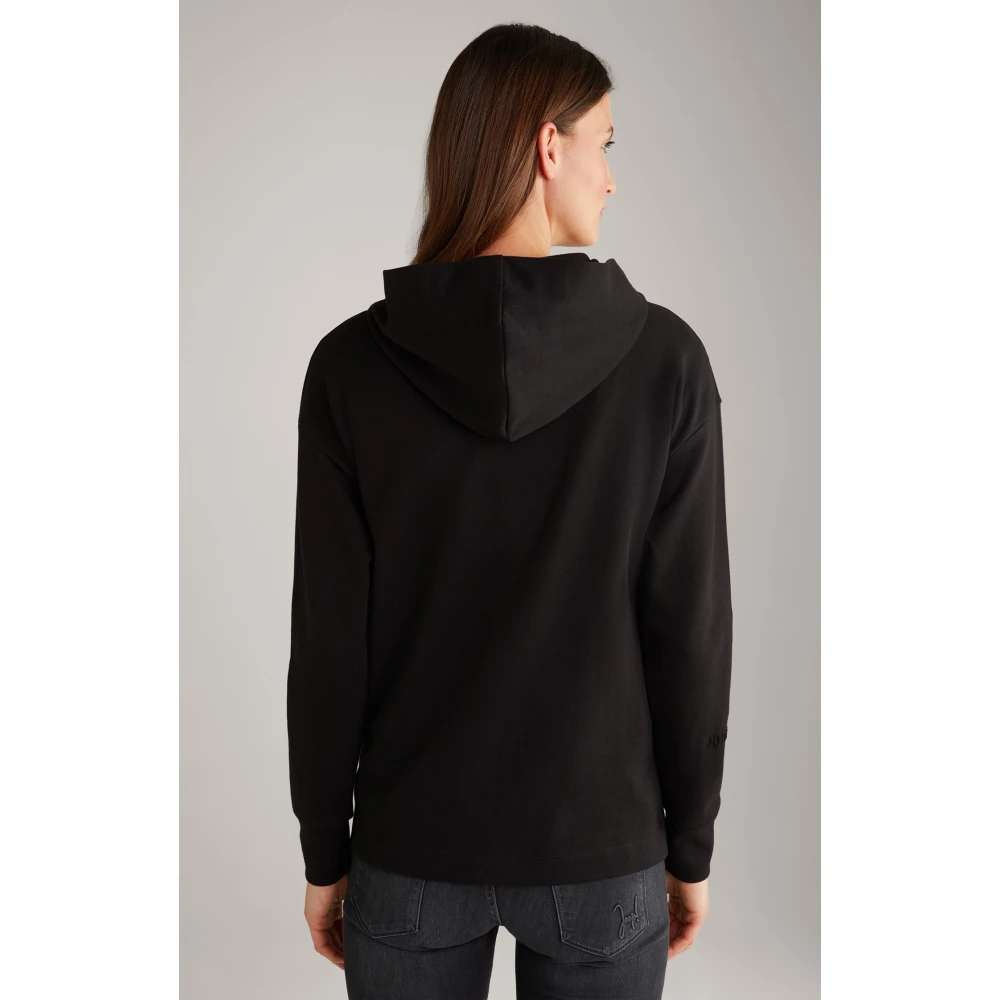 Joop! Zwarte sportieve stijl hoodie met logodetails Black Dames