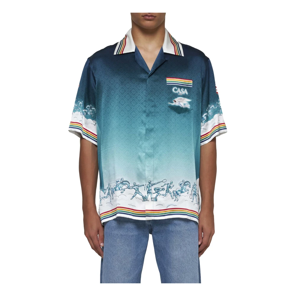 Casablanca Zijden overhemd met La desse du Stade Print Multicolor Heren