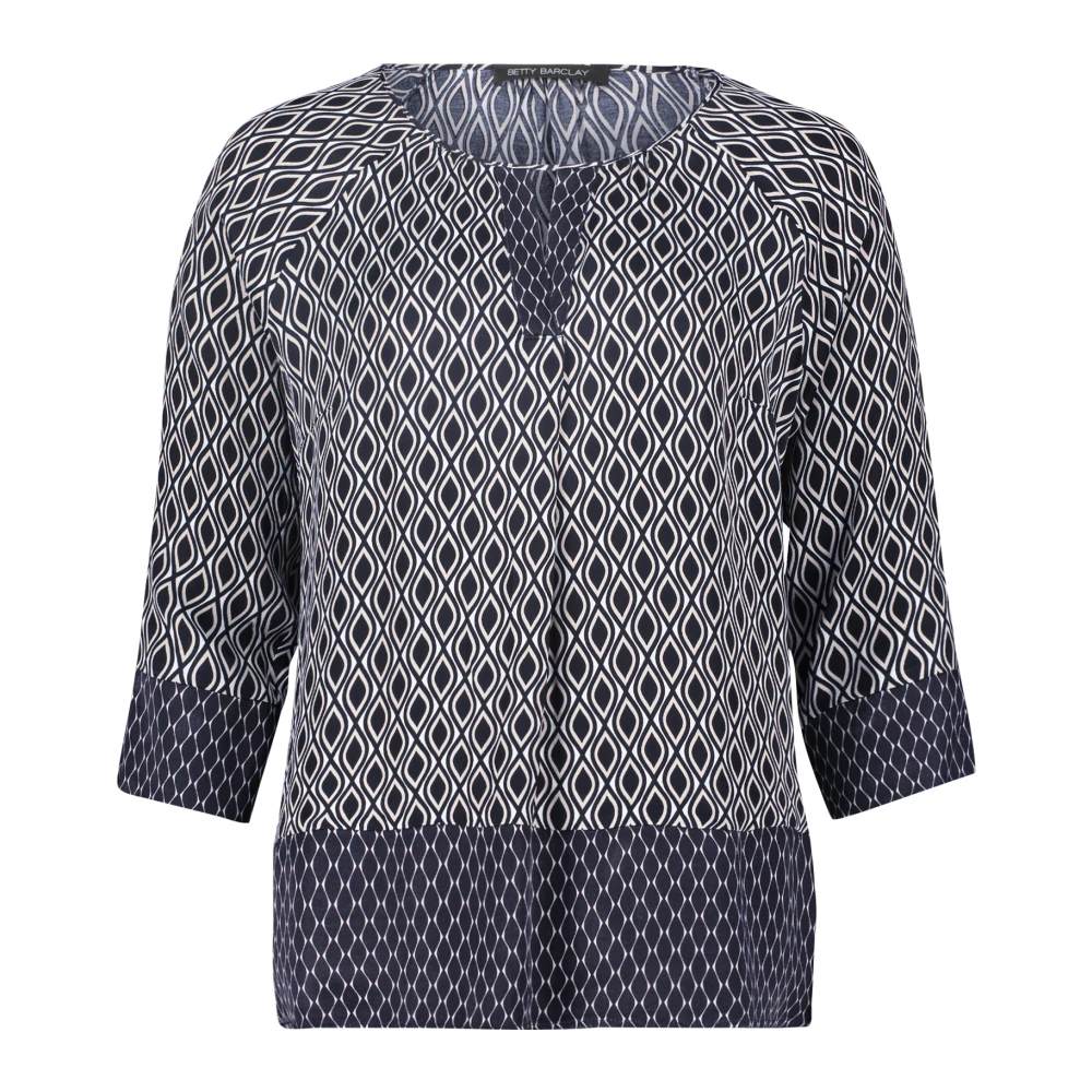 Betty Barclay Gestippelde slipblouse met gerimpelde V-hals Black Dames
