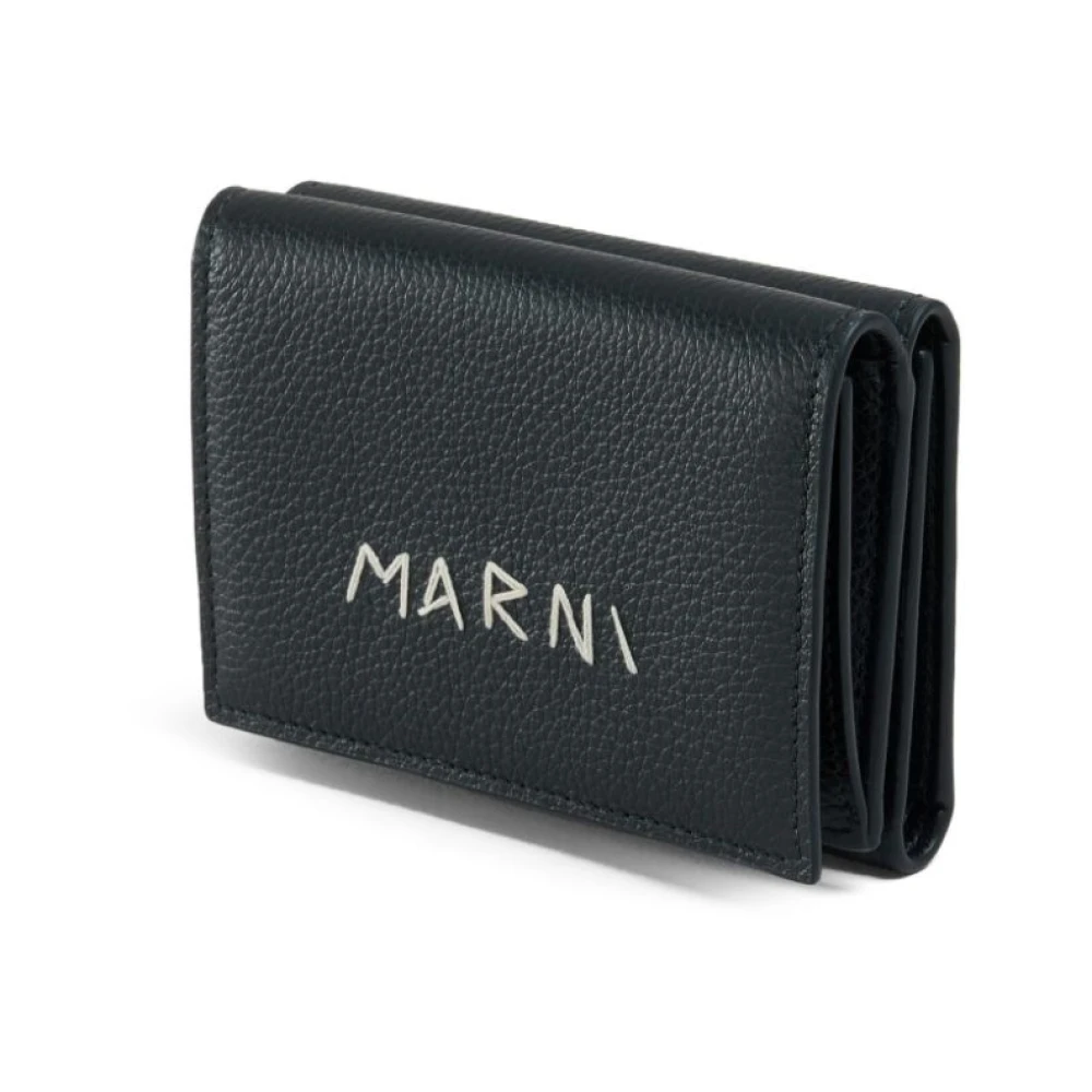 Marni Zwarte Portemonnee met Borduursel Black Heren