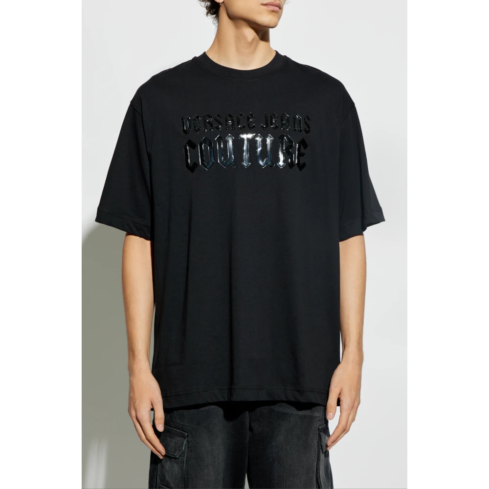Versace Jeans Couture T-shirt met bedrukt logo Black Heren