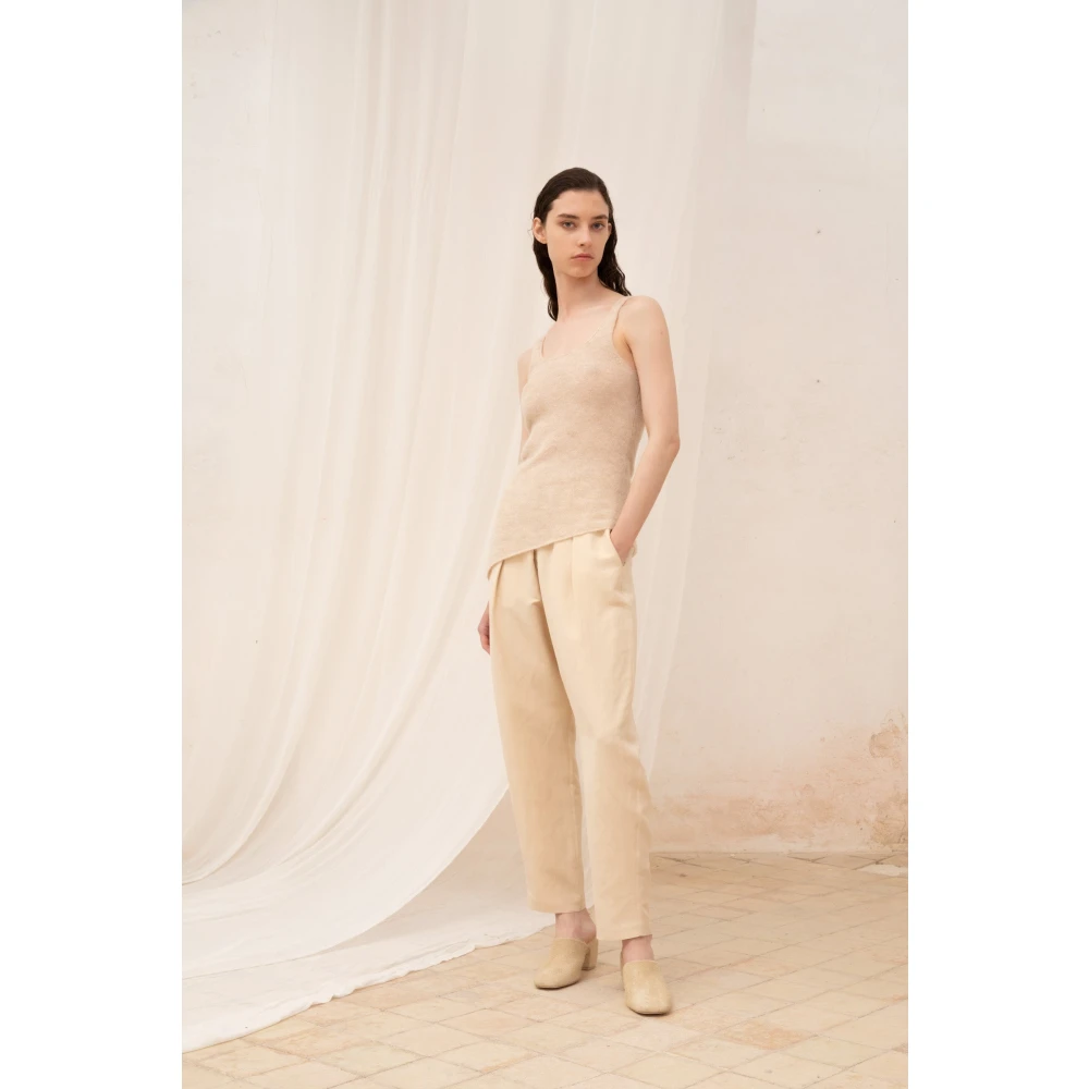 Cortana Alpaca Merino Zijde Top Asymmetrisch Beige Dames