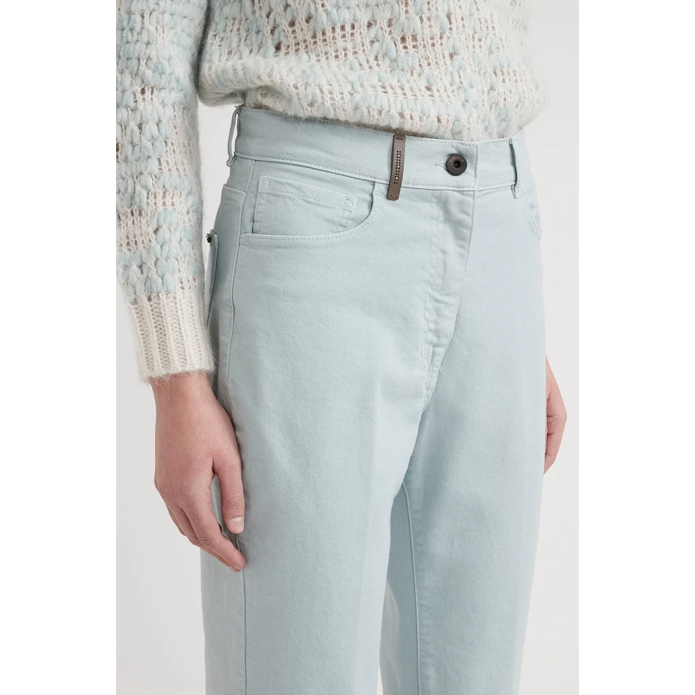 PESERICO Bull denim cropped jeans Green Dames