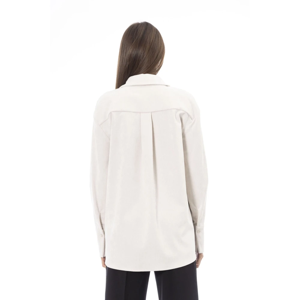 Alpha Studio Knoopshirt Voorzak Ad8890L White Dames