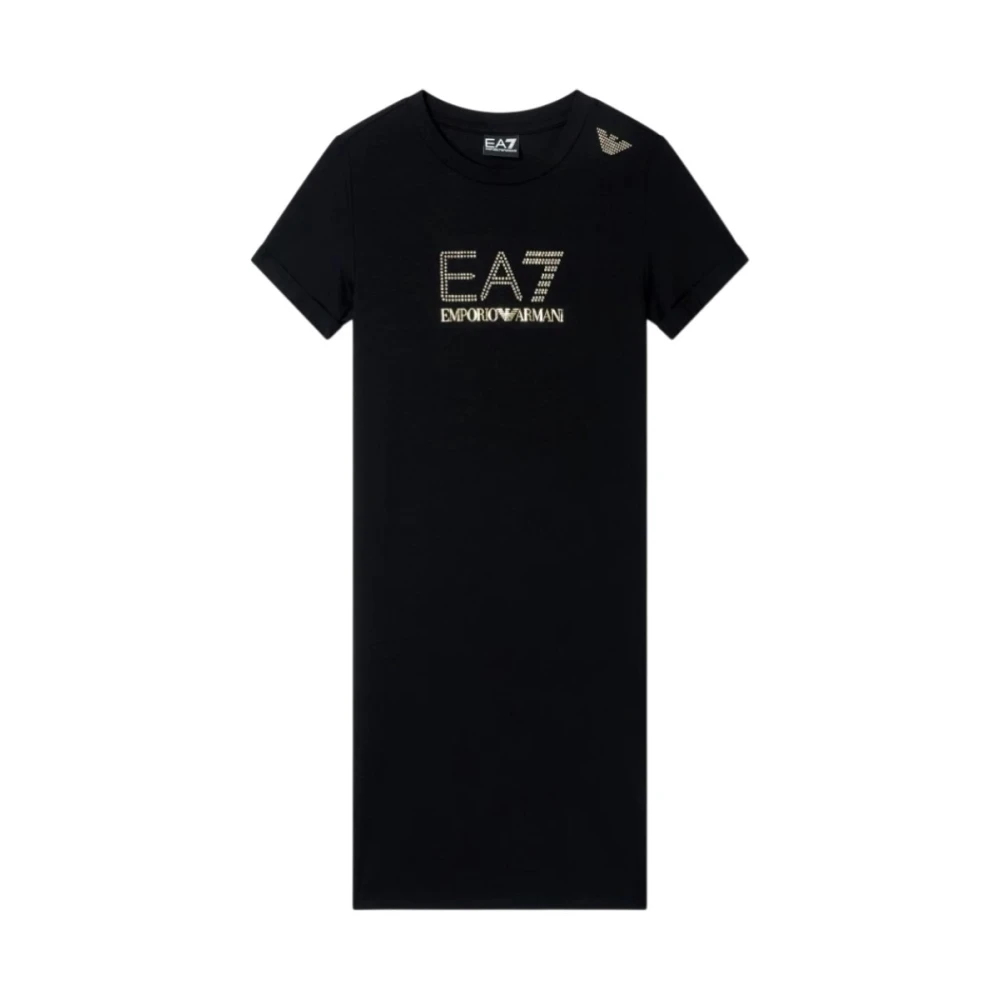 Emporio Armani Ea7 Vrouw Zwart Kleedjes Dames, M, Katoen, Short Dress