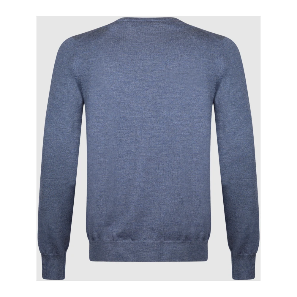 Gran Sasso Blauwe Crew Neck Wollen Trui Blue Heren