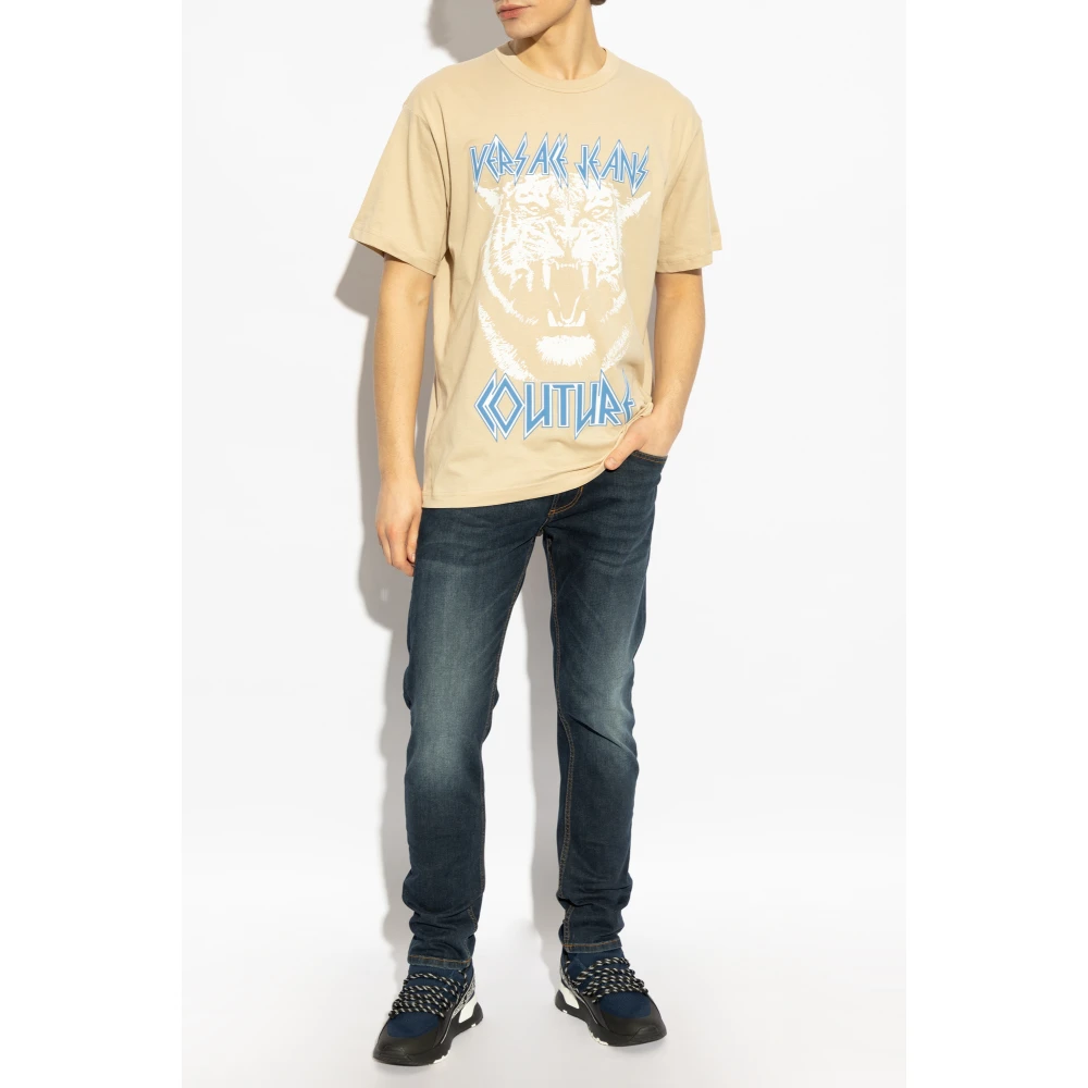Versace Jeans Couture Bedrukt T-shirt Beige Heren