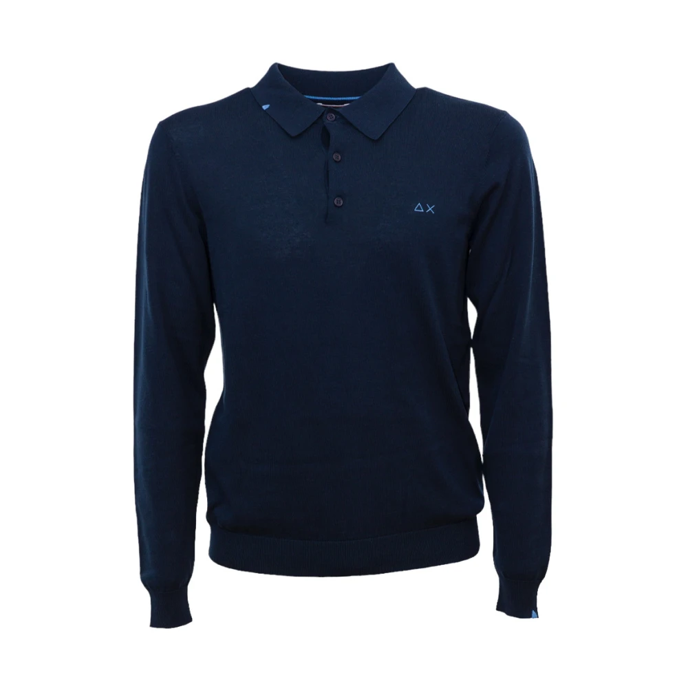 Sun68 Solid Polo Sweater Blue Heren
