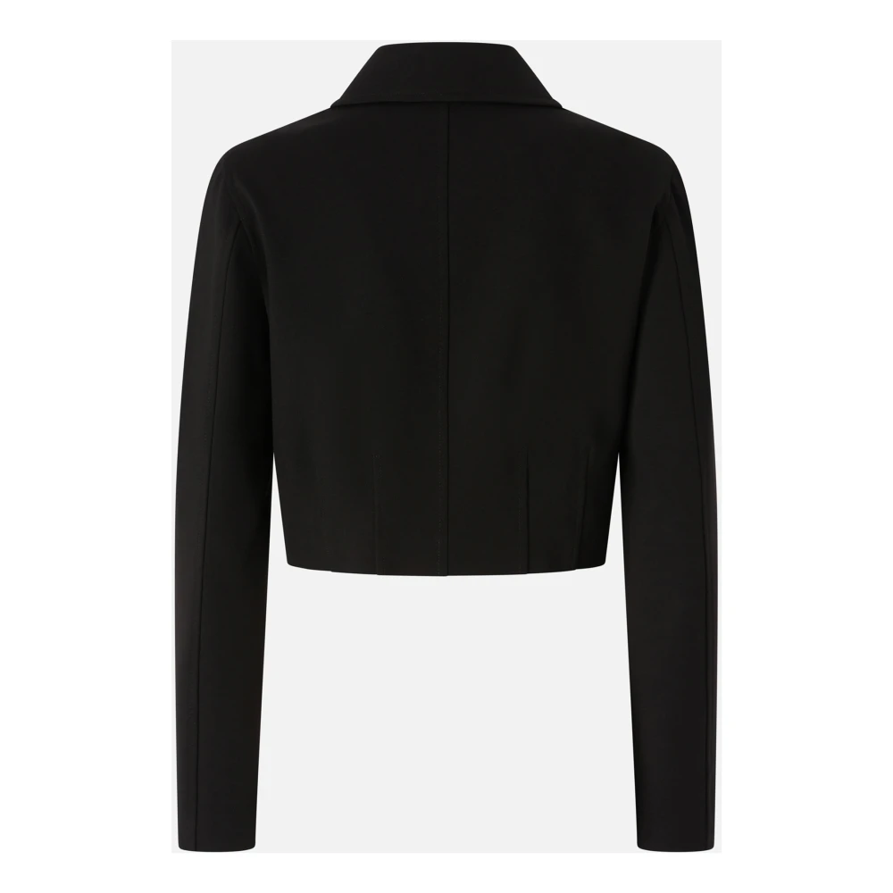 pinko Korte Zwarte Jas Stretchstof Black Dames