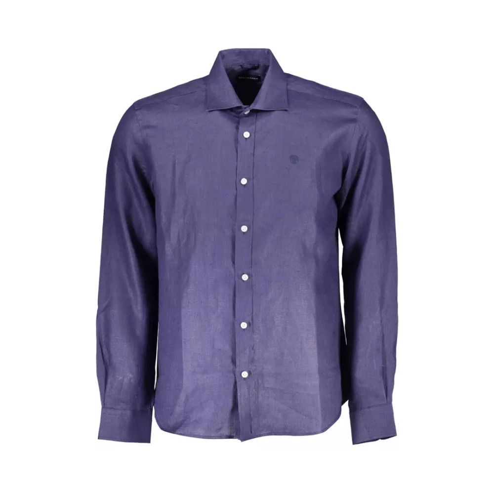 North Sails Blauw linnen overhemd voor mannen Blue Heren