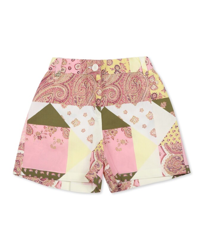 paisley-patchwork-casual-shorts