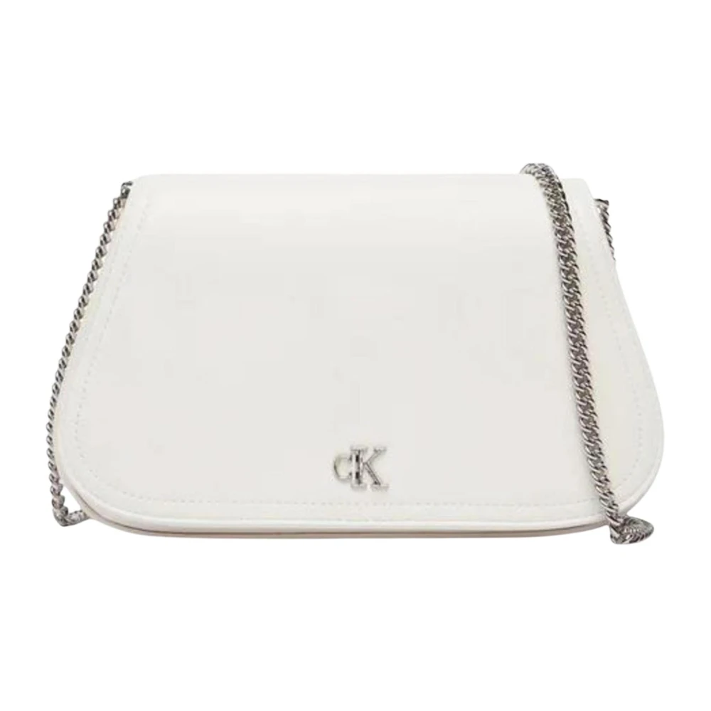 Calvin Klein Women's White Curved Wallet On Chain