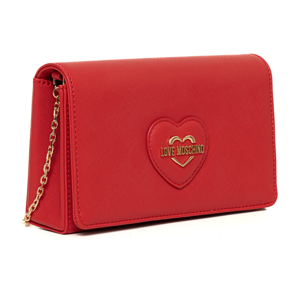 Love Moschino Schoudertas met Metalen Ketting en Logo Red Dames