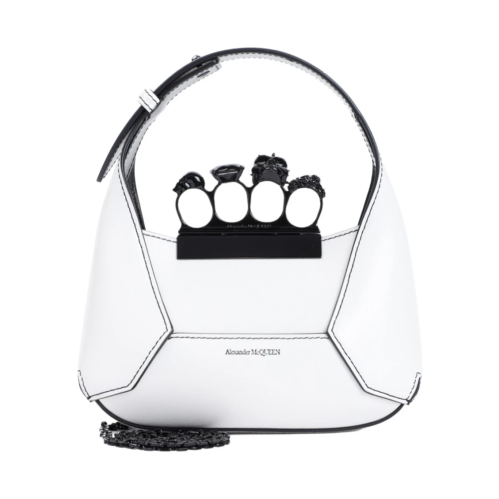Alexander mcqueen Ivory Jewelled Hobo Mini Tas White Dames