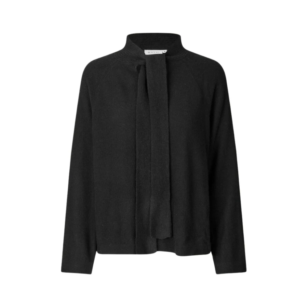 Masai Feminine Gebreide Top met Strikdetail Black Dames
