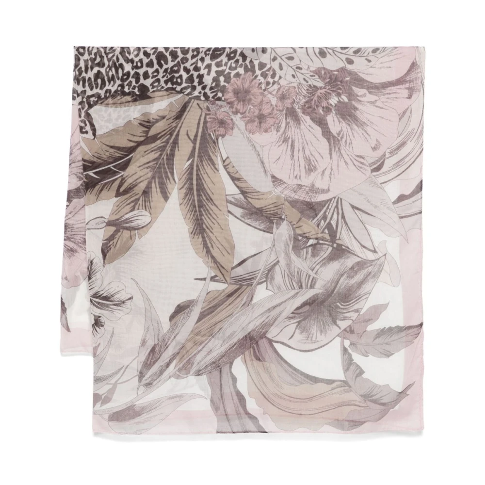 Liu Jo Beige Blad en Bloemenprint Sjaal Multicolor Dames