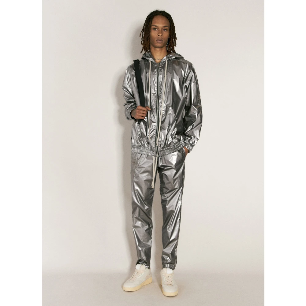 Rick Owens Foil Finish Hooded Jacket Gray Heren