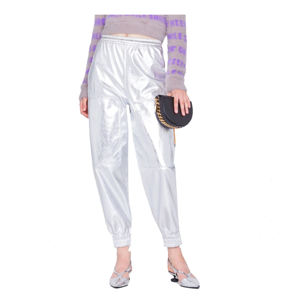 Stella Mccartney Zilver gecoate metallic leren broek Gray Dames