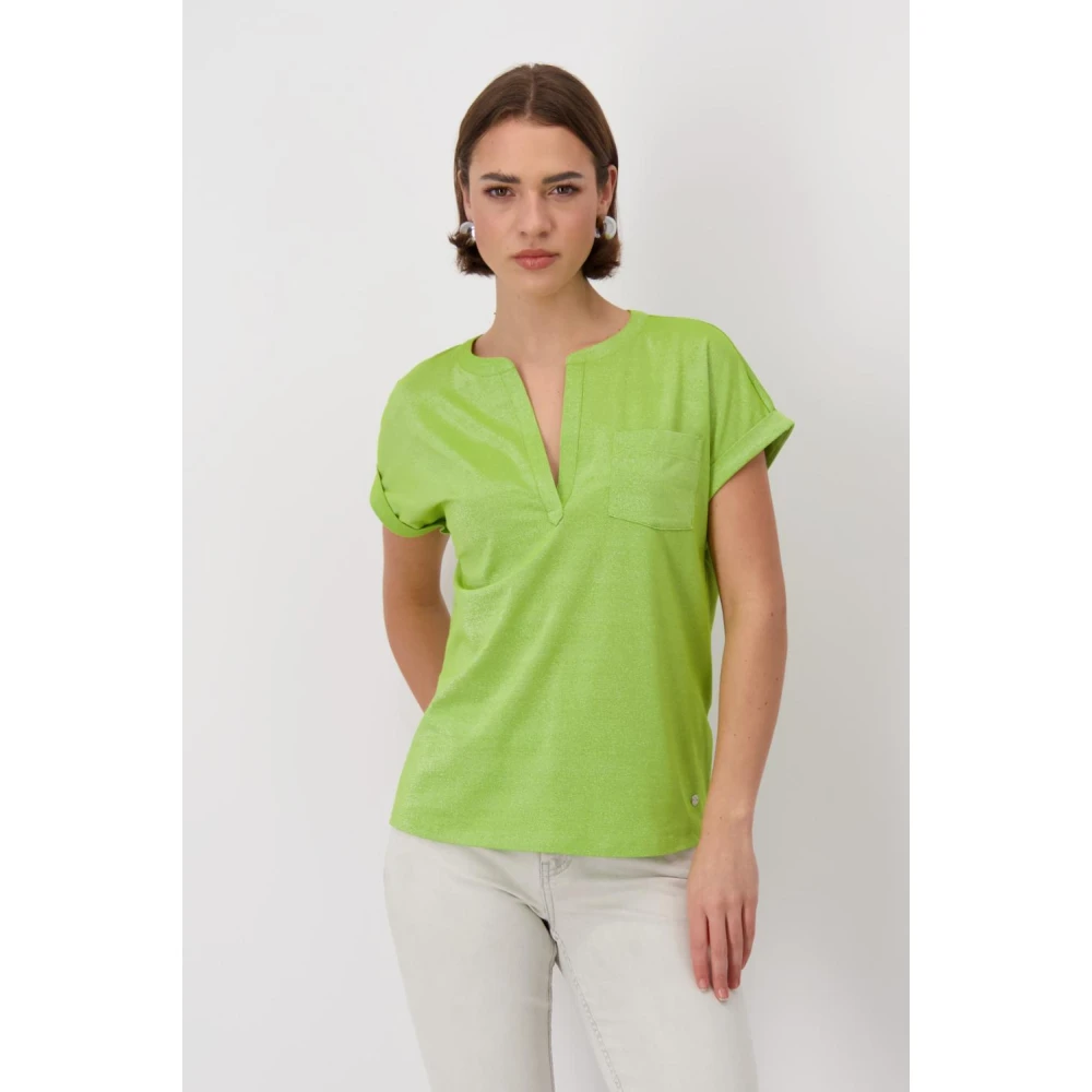 monari shirt Lurex 408670 660 Green Dames