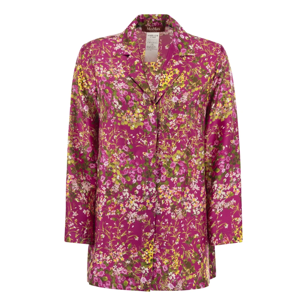 Max Mara Studio Zijden blouse met bloemenprint Multicolor Dames