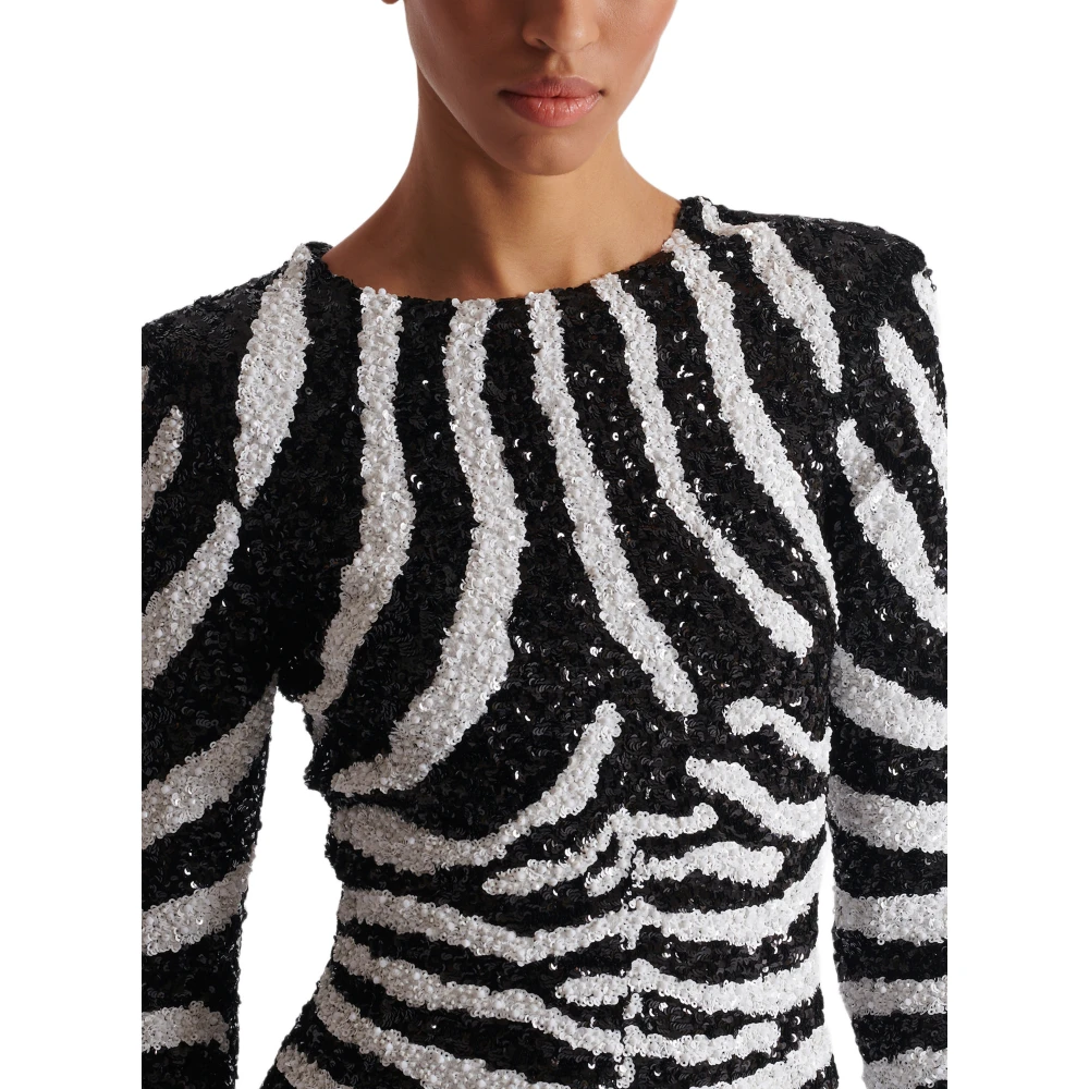 Balmain Korte tweekleurige paillettenjurk Zebra Black Dames