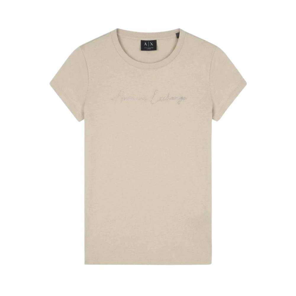 Armani Exchange Vrouw Beige Tops Dames, L, T-Shirts