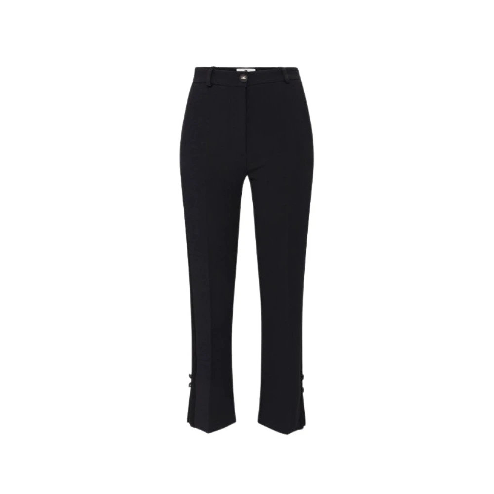 Elisabetta Franchi Black Cropped Trousers, Female, 2XL, Smoking Cropped Trousers