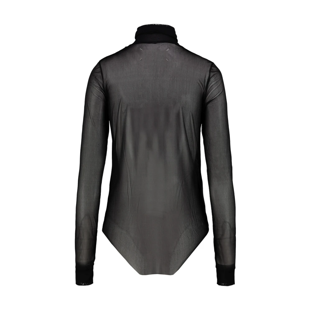 Maison Margiela Semi-Transparante Turtleneck Bodysuit Black Dames