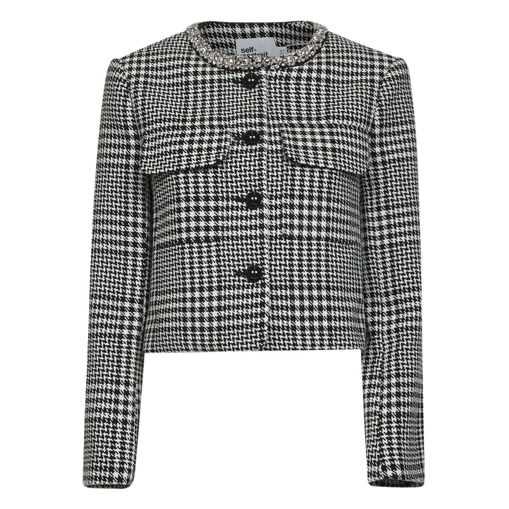 ジャケット Self Portrait Blazer Navy Rhinestone Pinstripe Blazer – self-portrait-EU