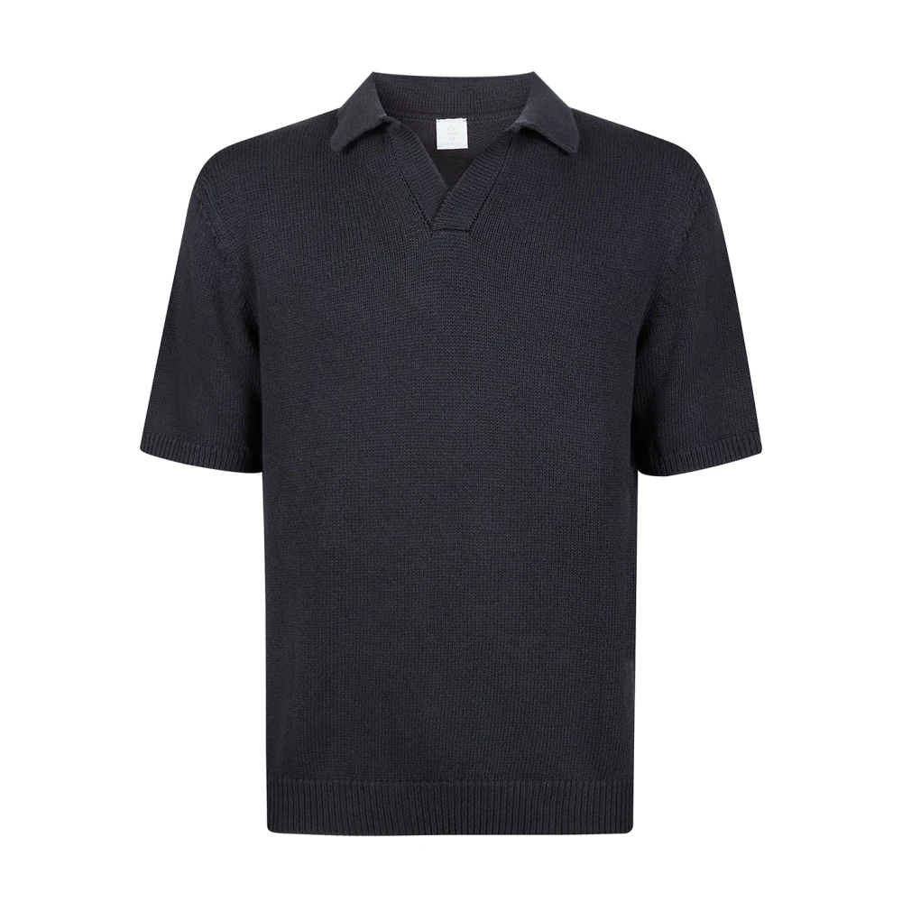Eleventy Herren Schwarz Maglia Polo No Bottoni