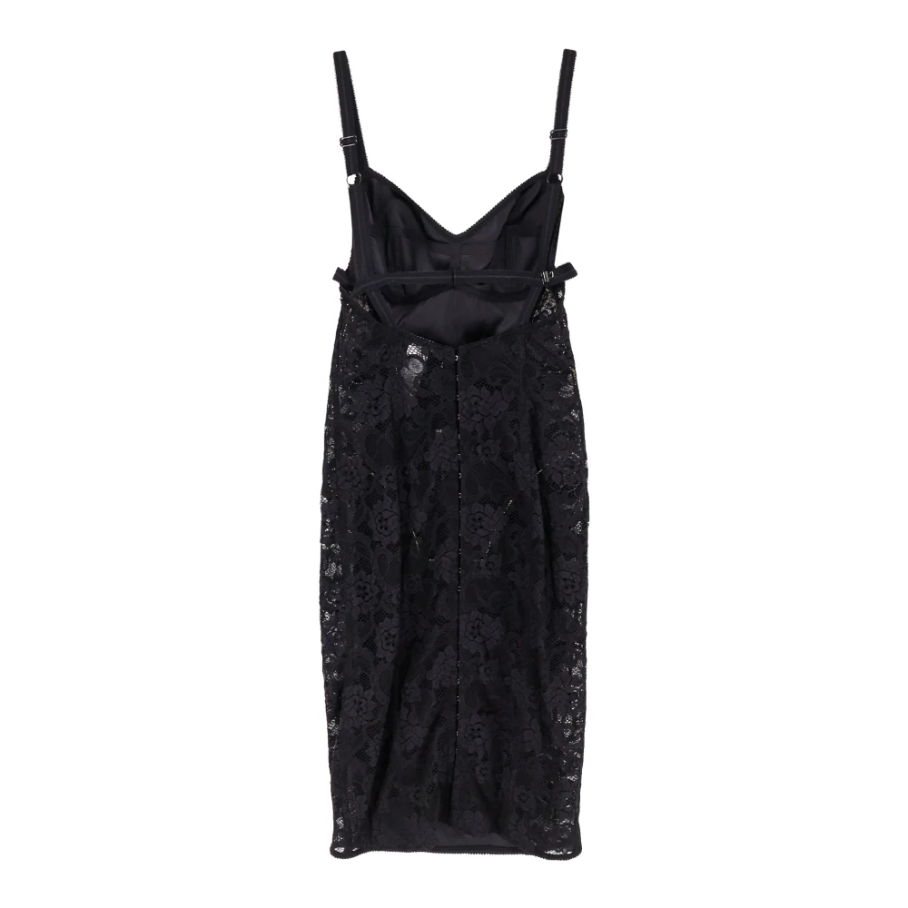 Dolce & Gabbana Kanten Bustier Jurk met Stays Detail Black Dames