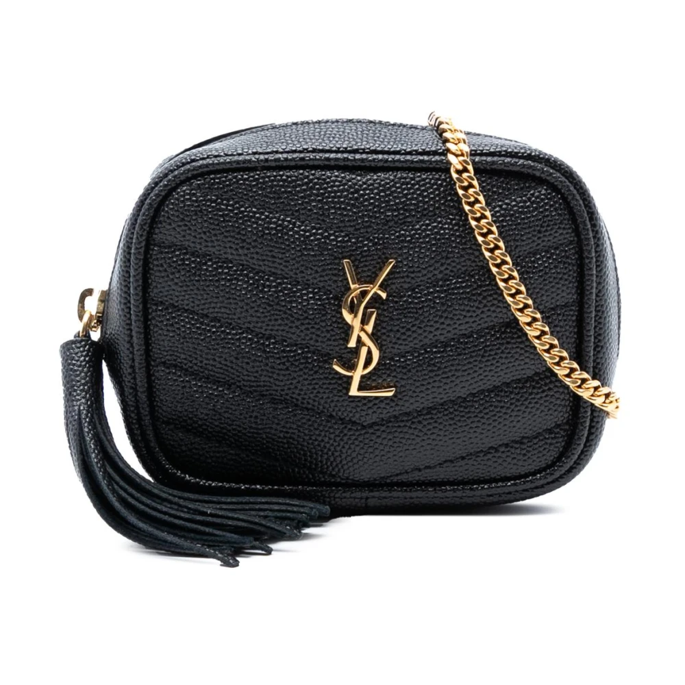 Saint Laurent Vintage Women's Black Pre-Owned Tassel Detail Crossbody Bag