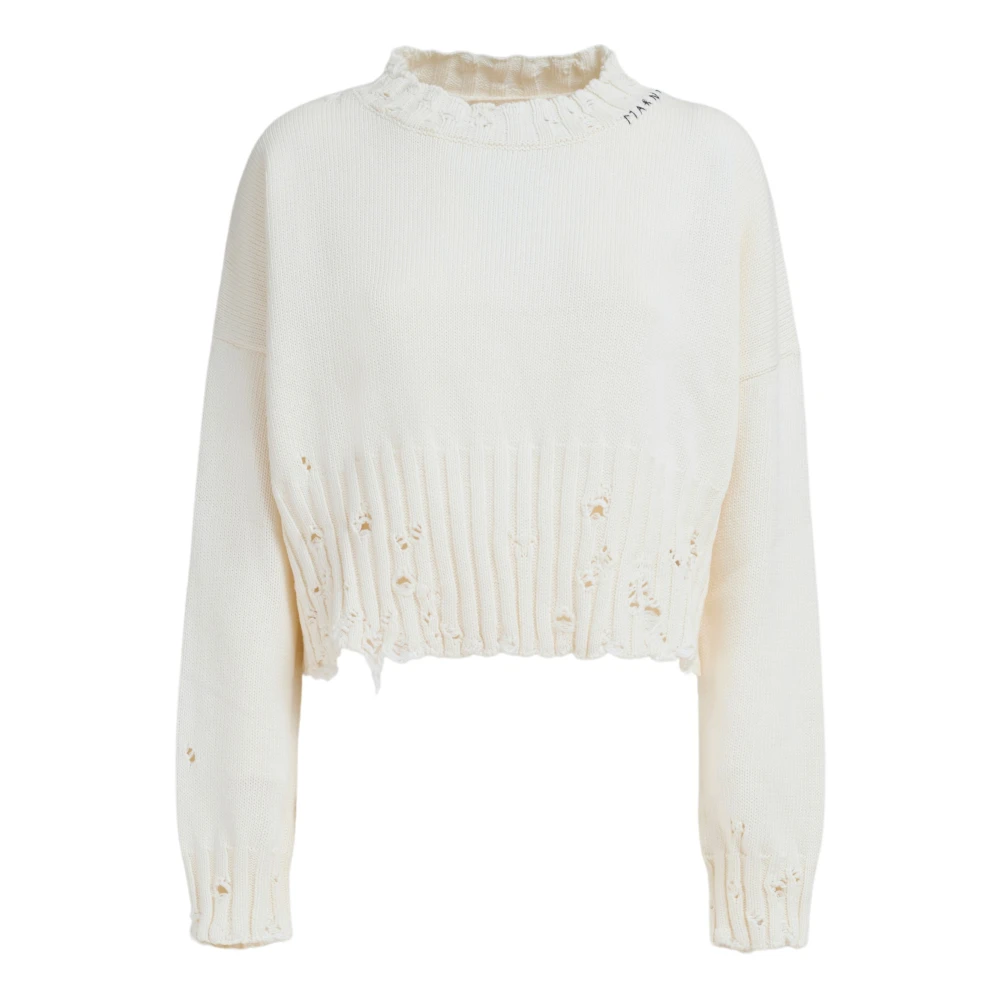 Marni Verwarde katoenen cropped trui White Dames