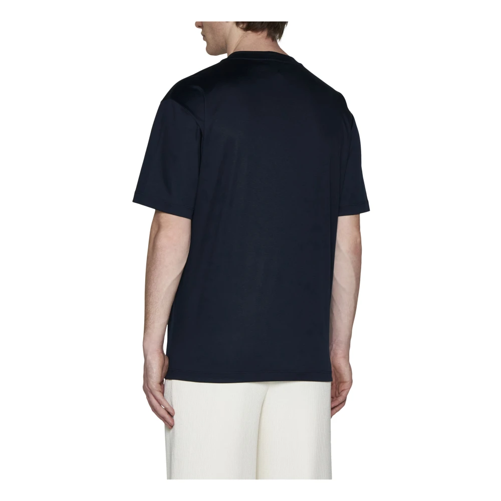 Giorgio Armani Blauwe Jersey Logo T-shirts Polos Blue Heren