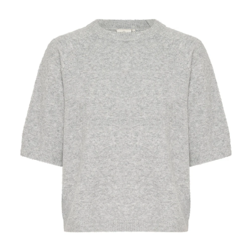 Kaffe Grå Melange Stickad Pullover Tröja Gray, Dam