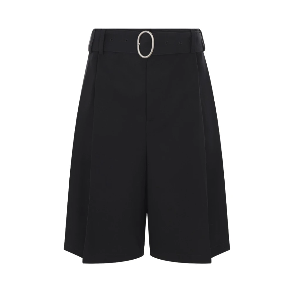 Jil Sander Zwarte wollen gabardine shorts Black Heren