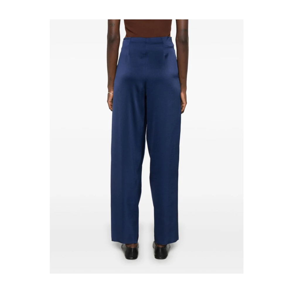 Emporio Armani Blauwe Satijnen Broek met Elastische Taille Blue Dames
