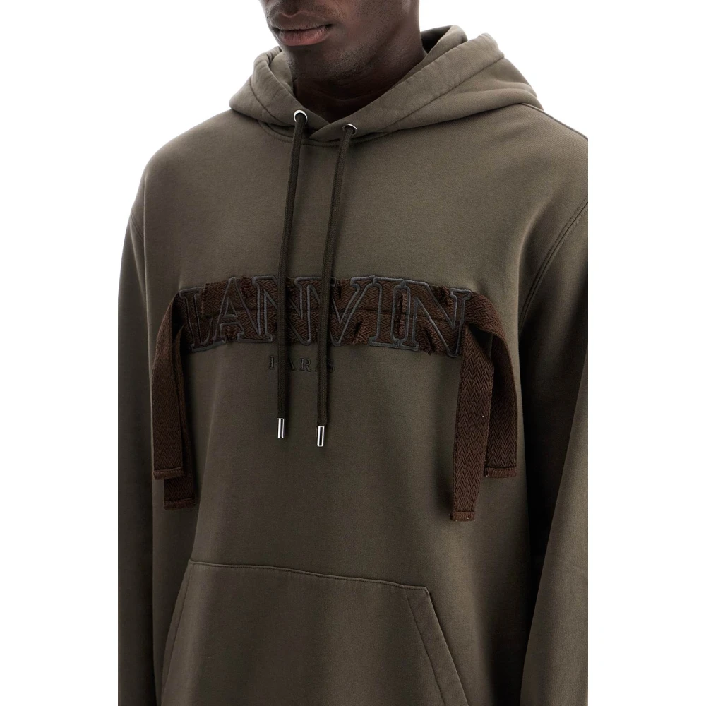 Lanvin Hoodie met Kantapplicaties Brown Heren
