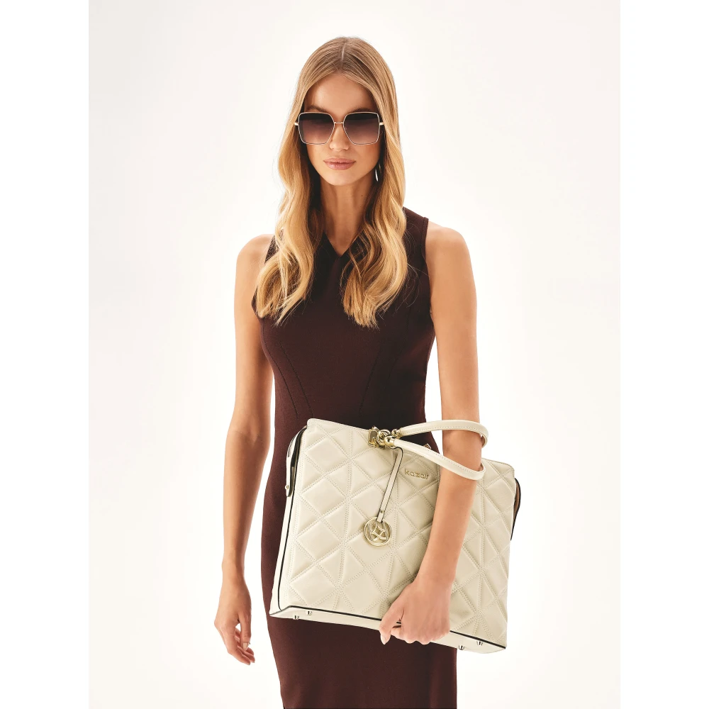 Kazar Elegante gewatteerde leren aktetas Beige Dames