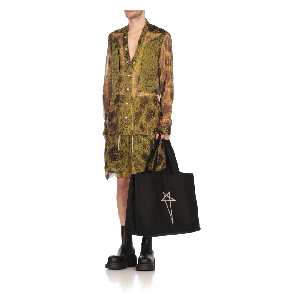 Rick Owens Groene Zijden V-Hals Shirt Mannen Green Heren