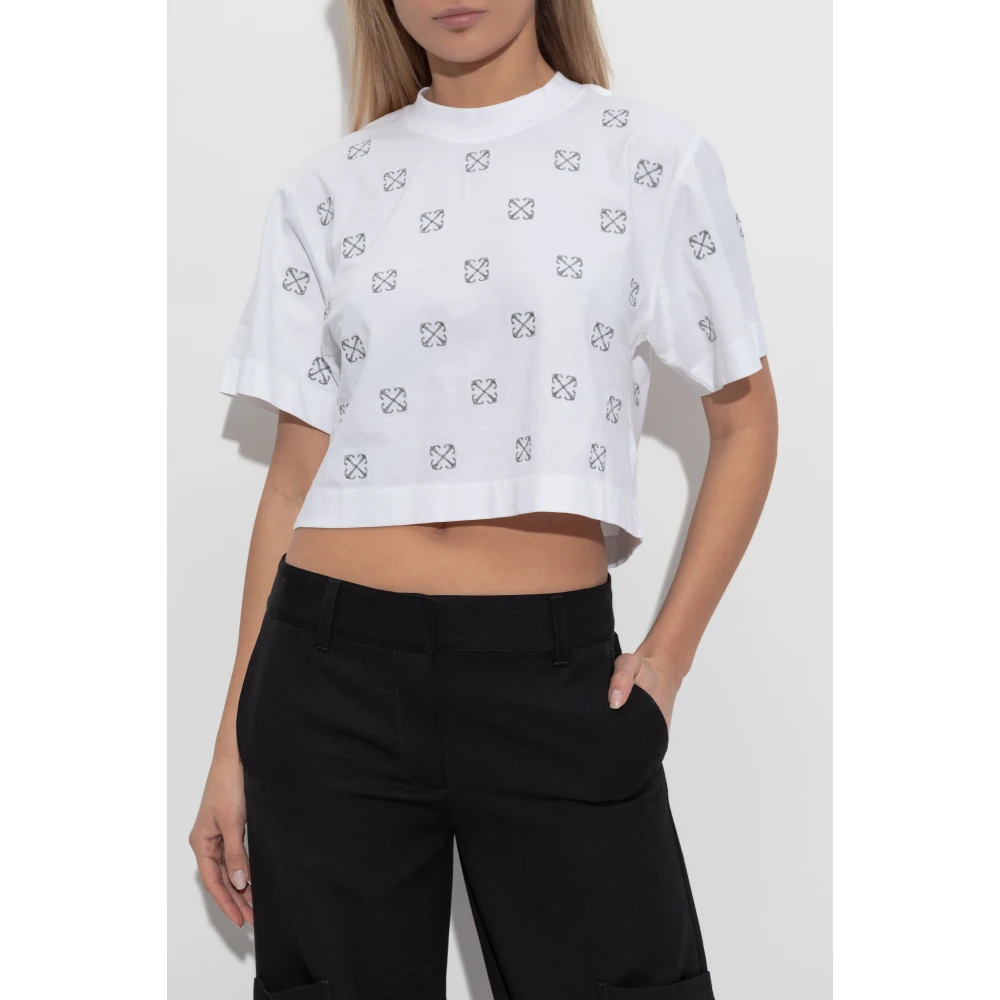 Off White T-shirt met logo White Dames