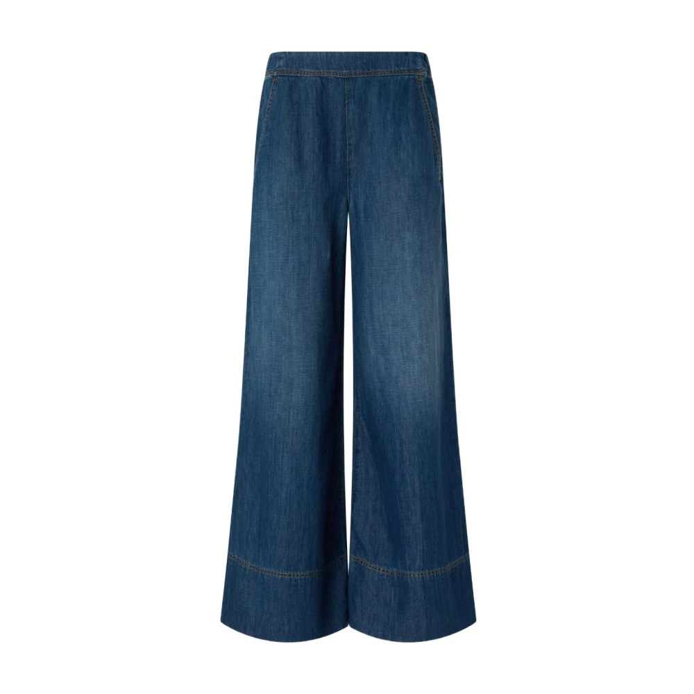 Pinko Women's Blue Wide Trousers, M, Spiaggia Trousers