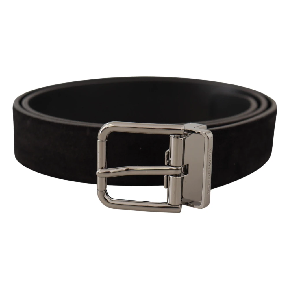 Dolce & Gabbana Elegante zwarte leren riem met lint Black Heren